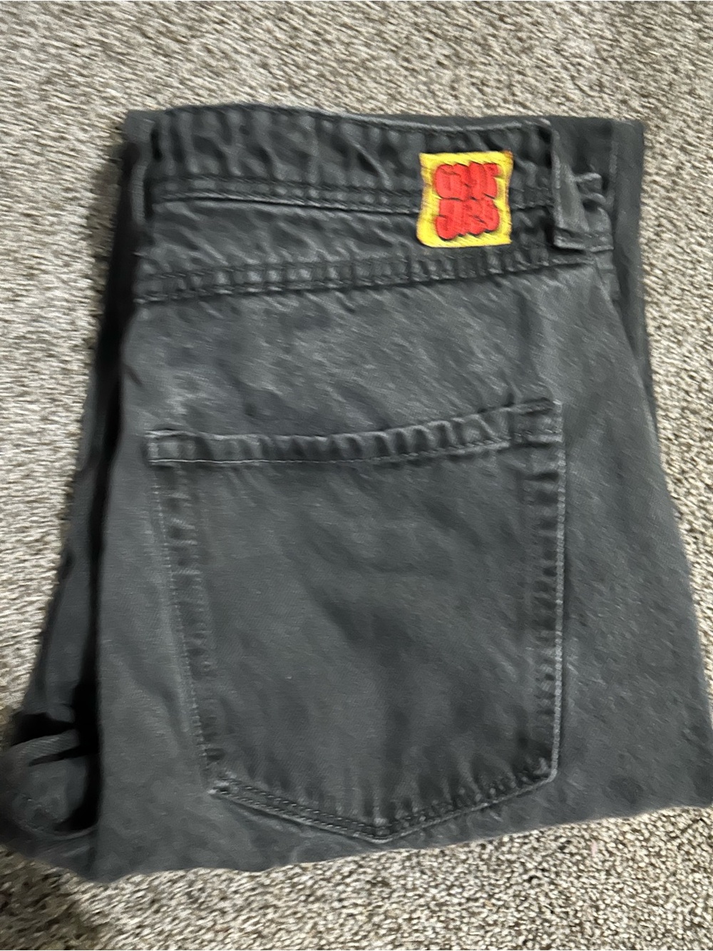 Empyre Black Men's Baggy Jeans with Yellow-Red Patch